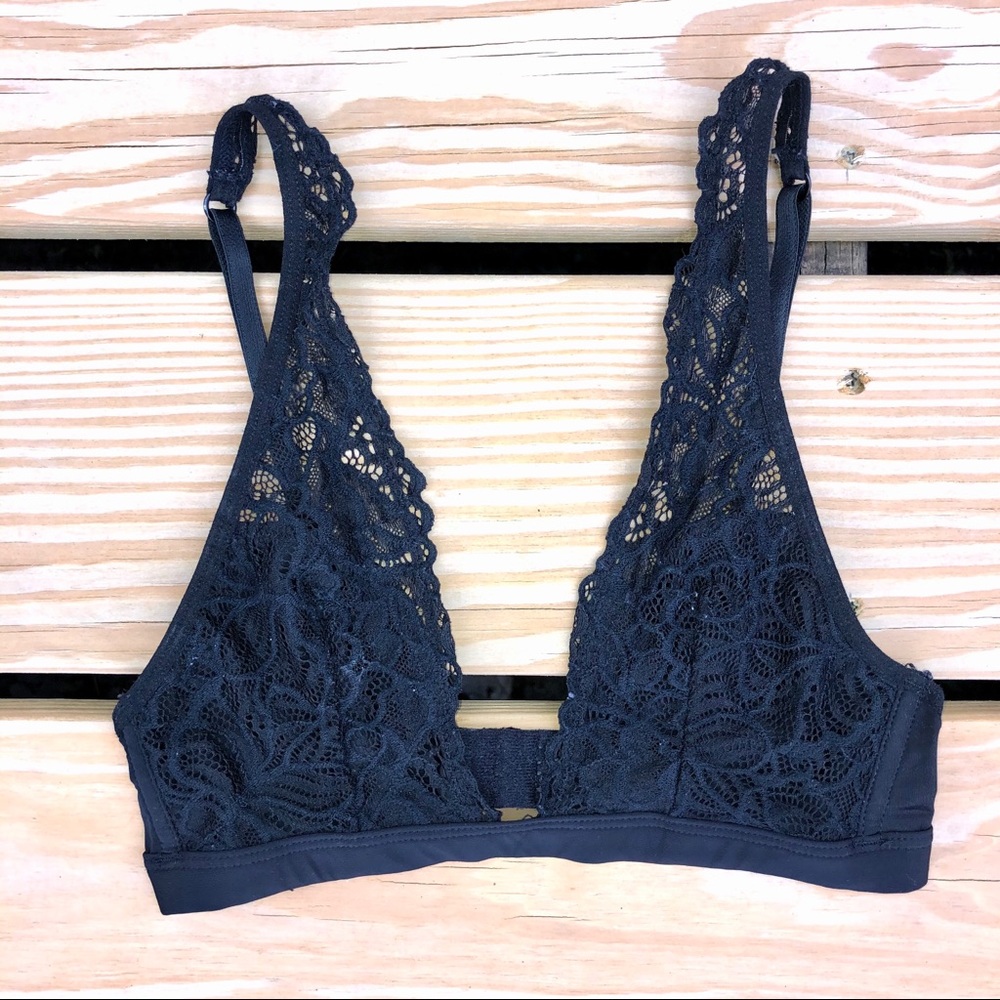 Black Lace Plunge Bralette Size XXS
